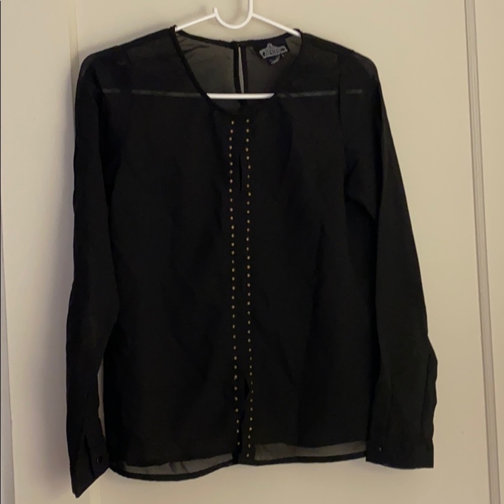 Angie black see through long sleeve blouse